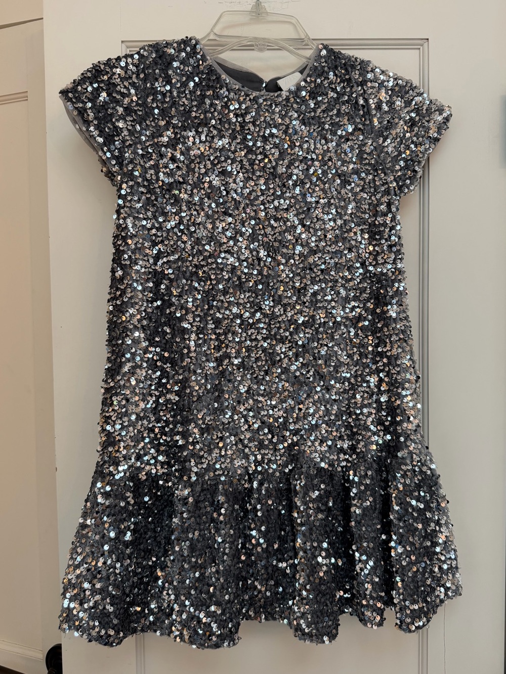 EUC ZARA SILVER SEQUIN AND GREY VELVET PARTY DRESS SIZE 10